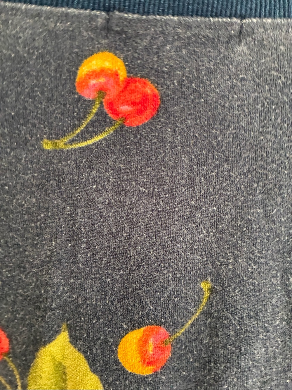 Hippie Beach Cherry Print Navy Cropped Sweatshirt - velour - scoop neck - Picture 8 of 9